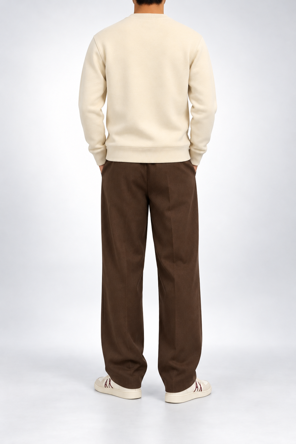 AX — Cream Logo Crew-Neck Sweatshirt — back