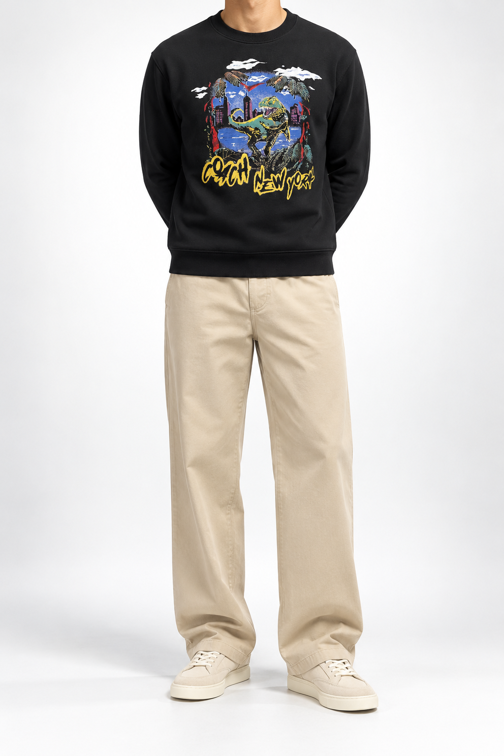 COACH — Black Dinosaur Graphic Crew-Neck Sweatshirt — front