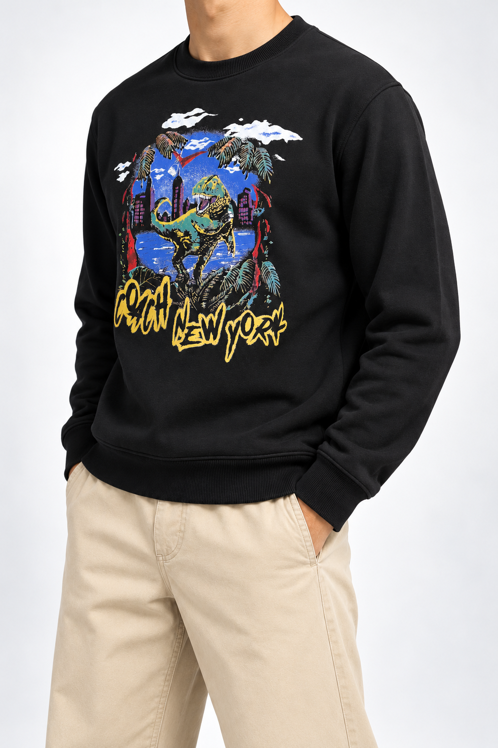 COACH — Black Dinosaur Graphic Crew-Neck Sweatshirt — side