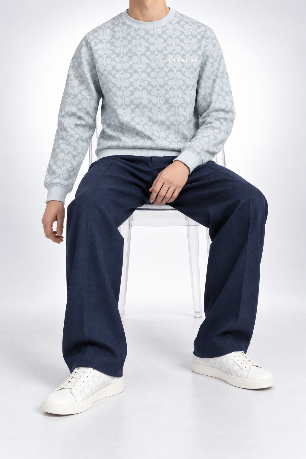 COACH — Ice-Grey Signature-Monogram Crew-Neck Sweatshirt — additional