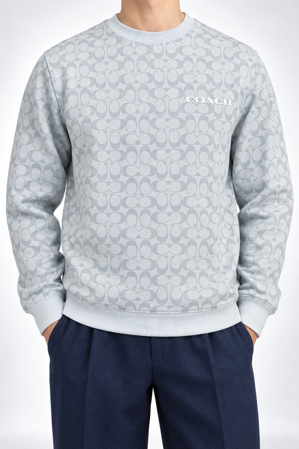 COACH — Ice-Grey Signature-Monogram Crew-Neck Sweatshirt — additional