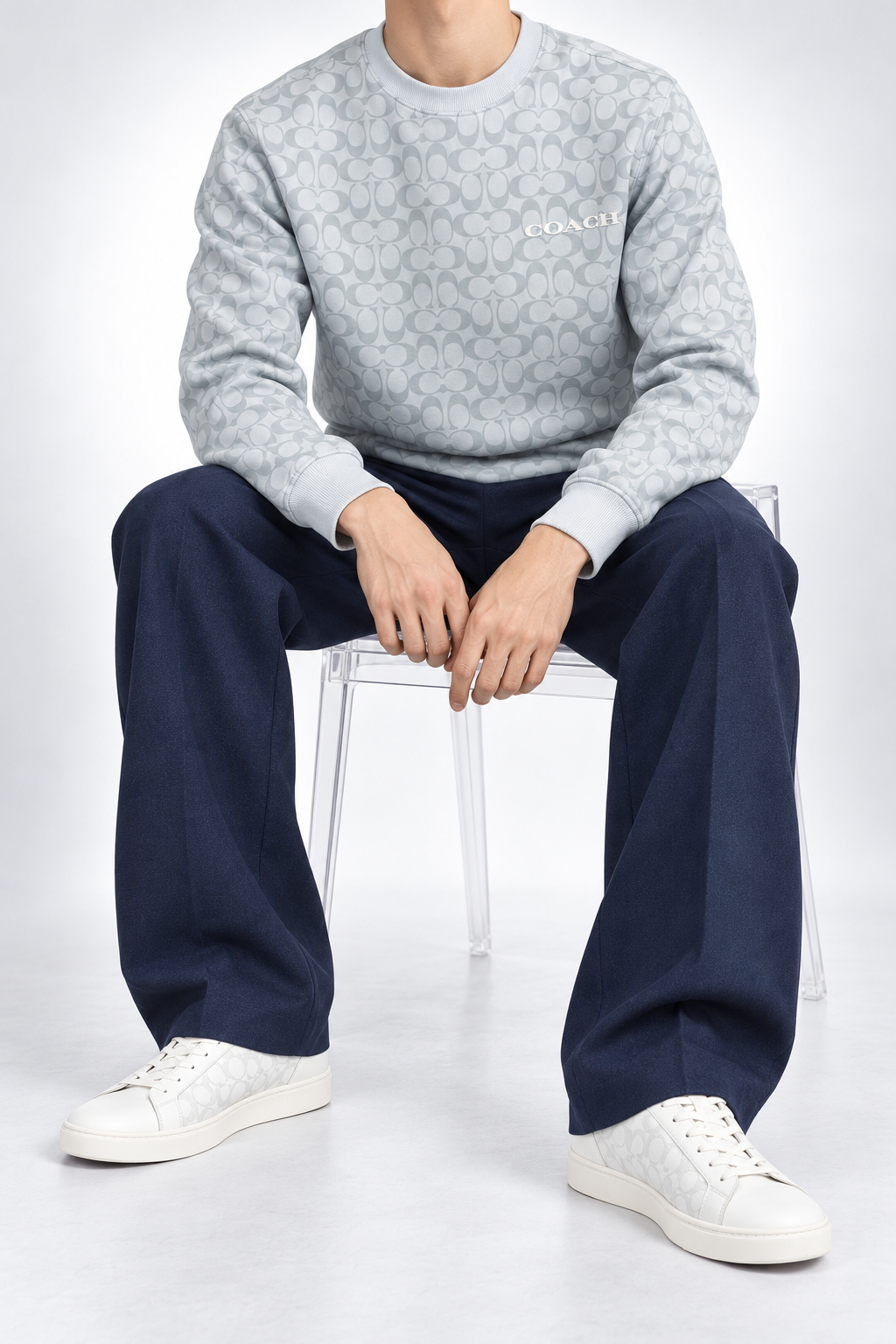 COACH — Ice-Grey Signature-Monogram Crew-Neck Sweatshirt — additional