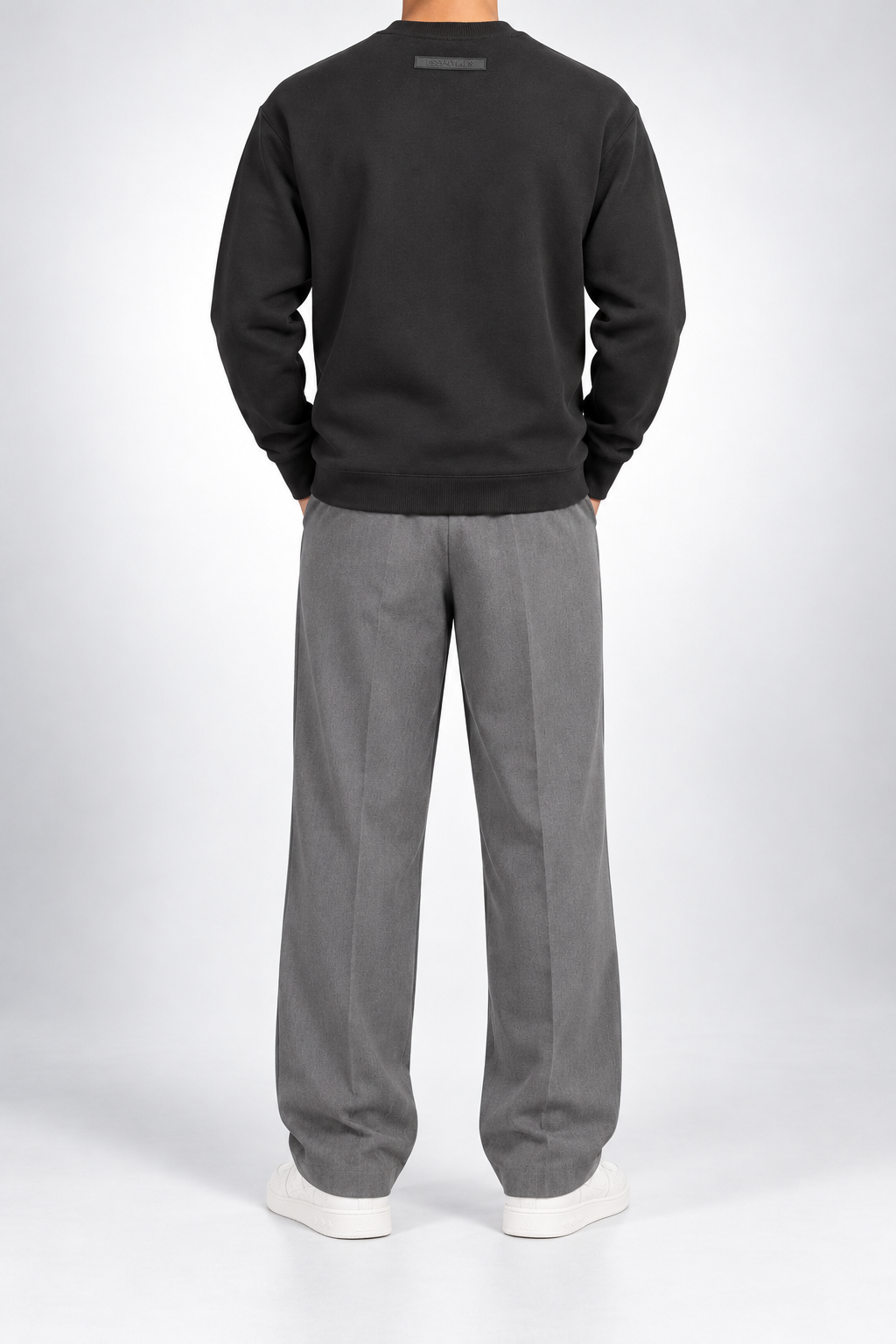 ESSENTIALS — Charcoal Tonal-Logo Sweatshirt — back