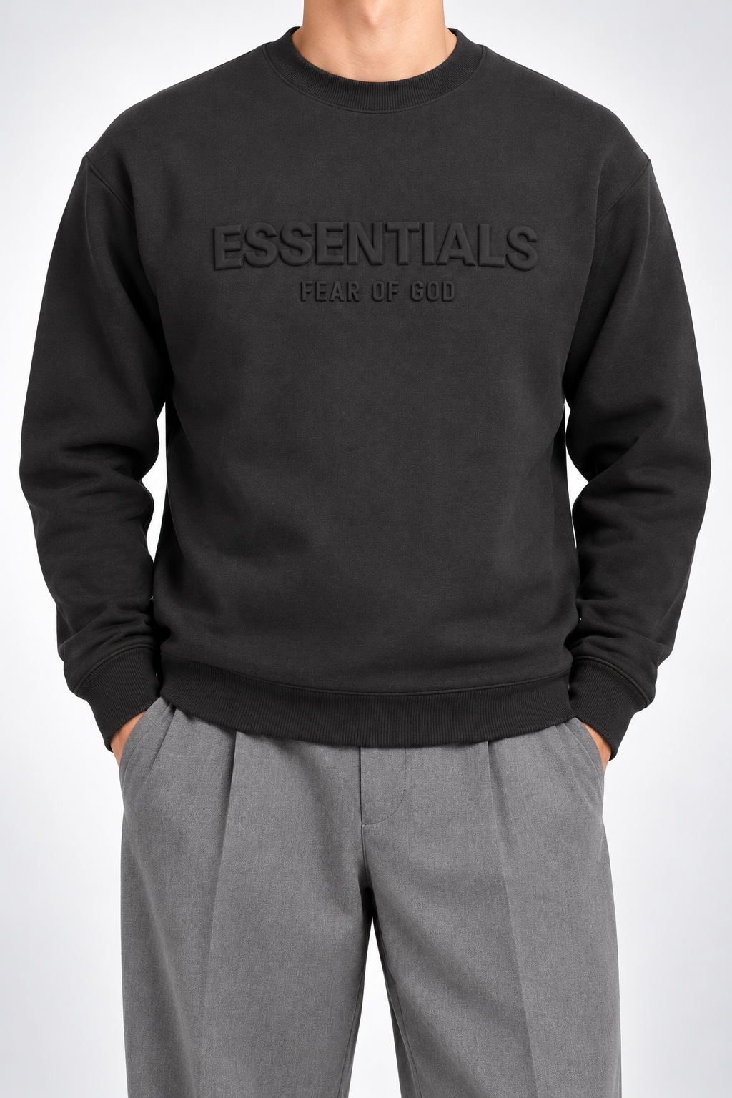 ESSENTIALS — Charcoal Tonal-Logo Sweatshirt — additional