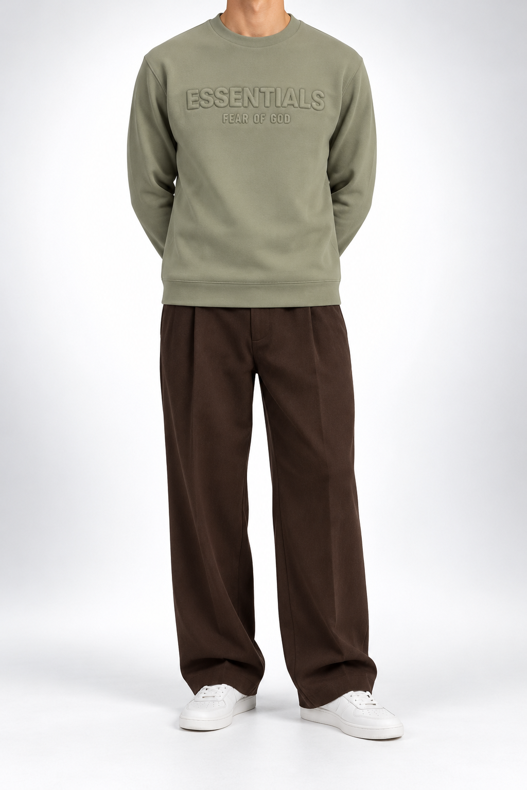 ESSENTIALS — Sage Tonal-Logo Sweatshirt — front
