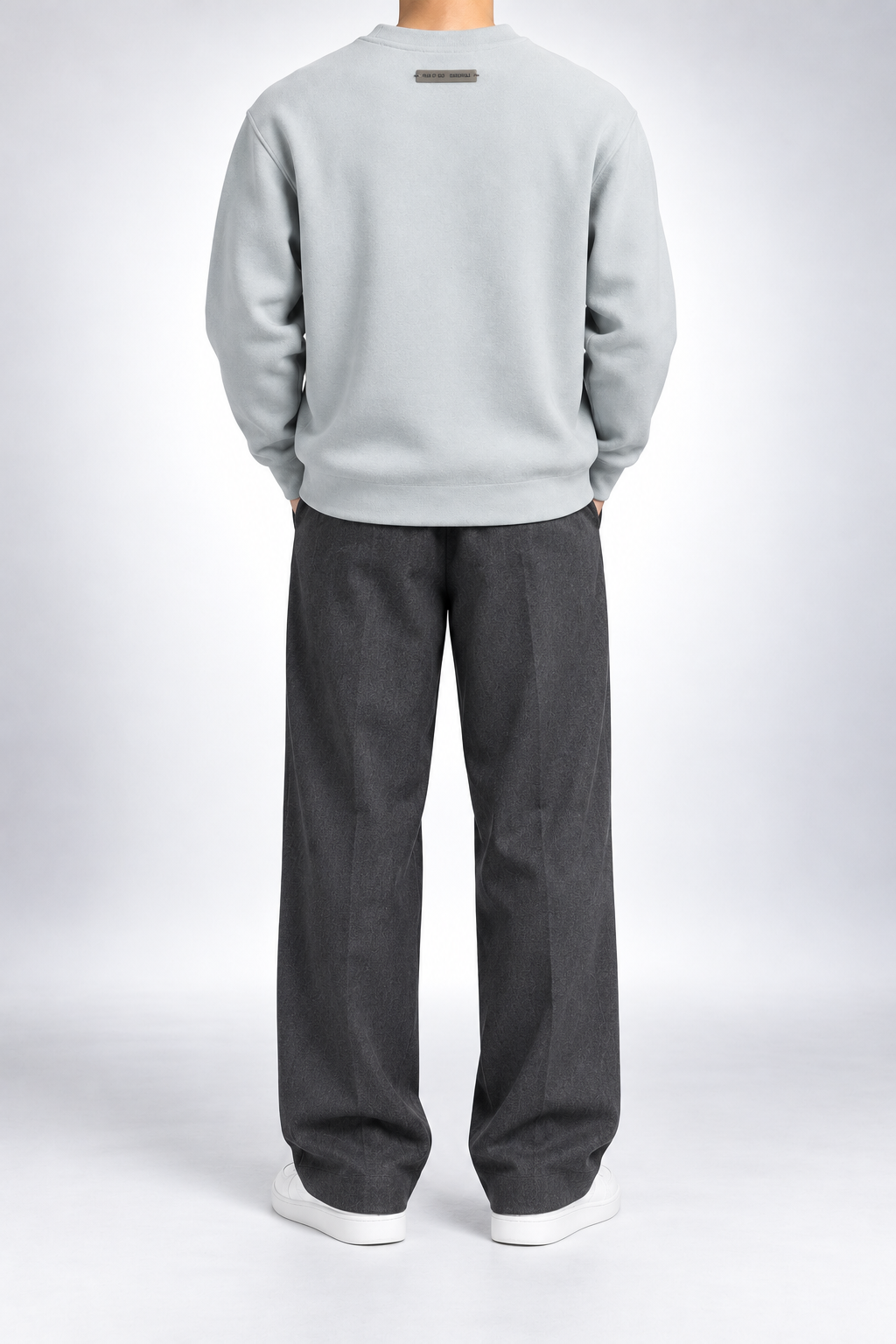 ESSENTIALS — Light-Grey Tonal-Logo Sweatshirt — back