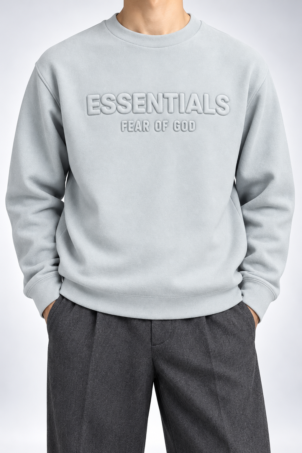 ESSENTIALS — Light-Grey Tonal-Logo Sweatshirt — additional