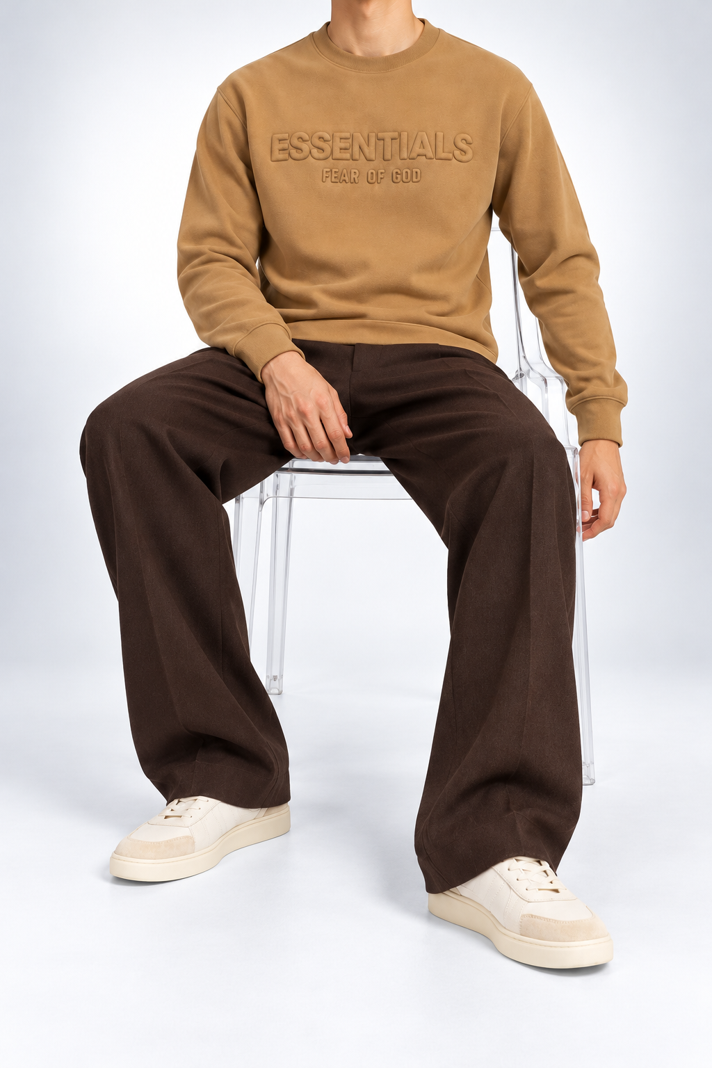 ESSENTIALS — Camel Tonal-Logo Sweatshirt — additional