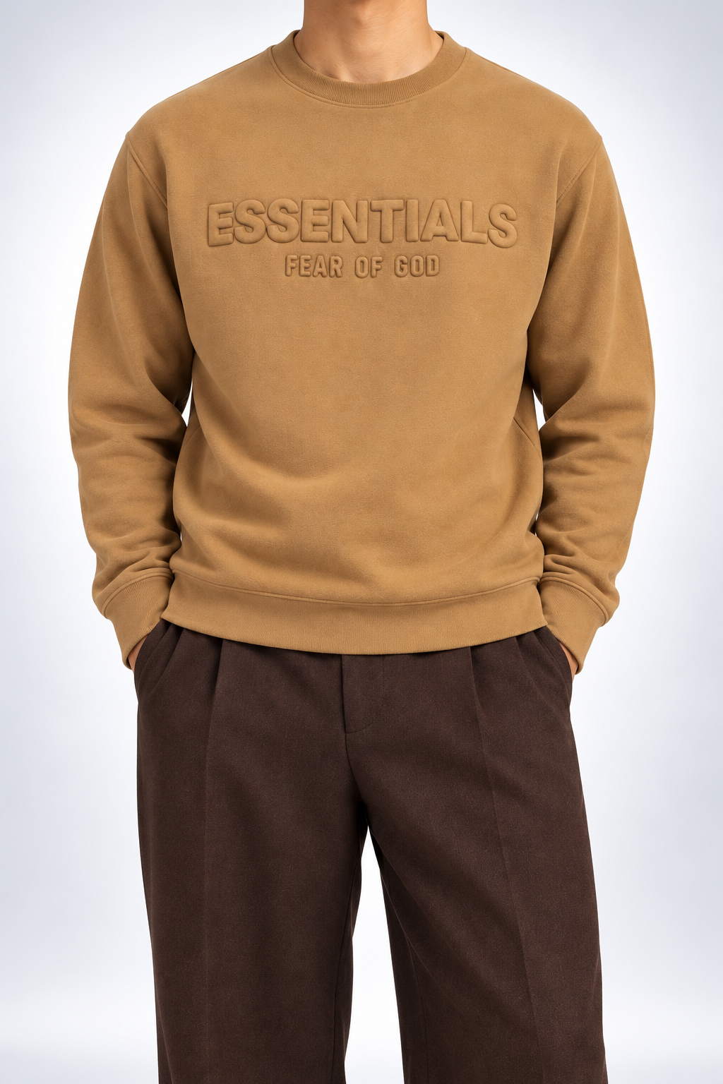 ESSENTIALS — Camel Tonal-Logo Sweatshirt — additional