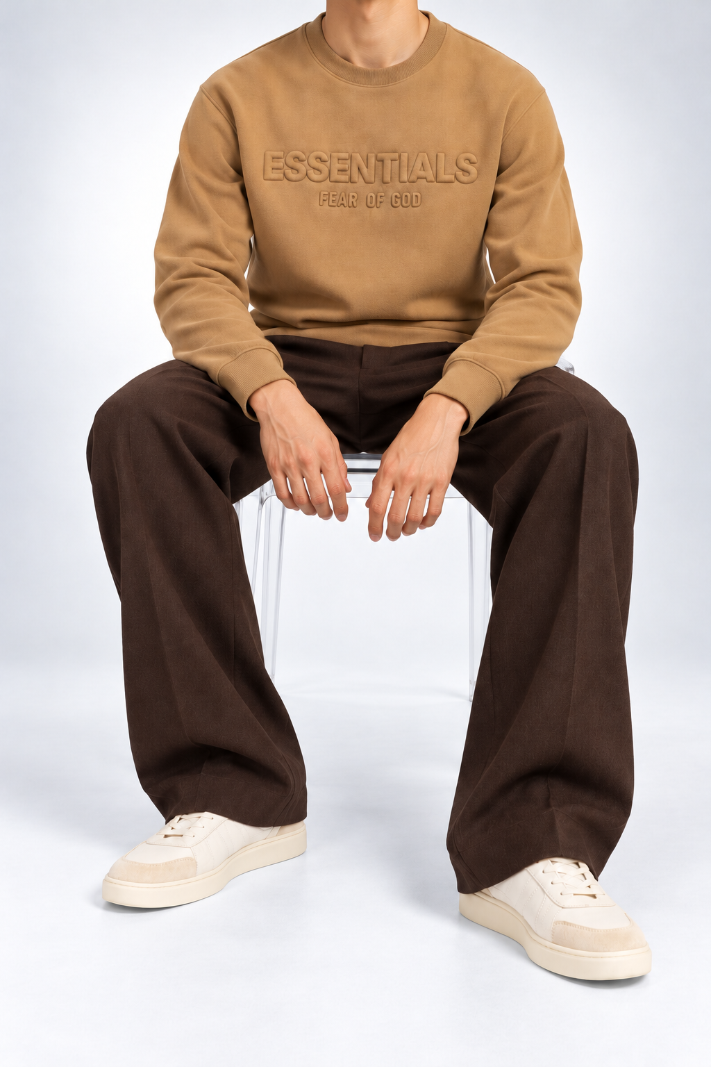 ESSENTIALS — Camel Tonal-Logo Sweatshirt — additional