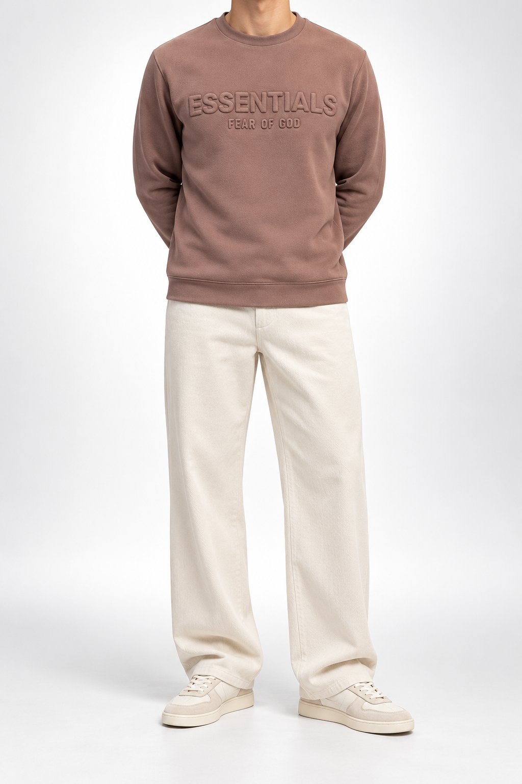 ESSENTIALS — Dusty-Rose Tonal-Logo Sweatshirt — front