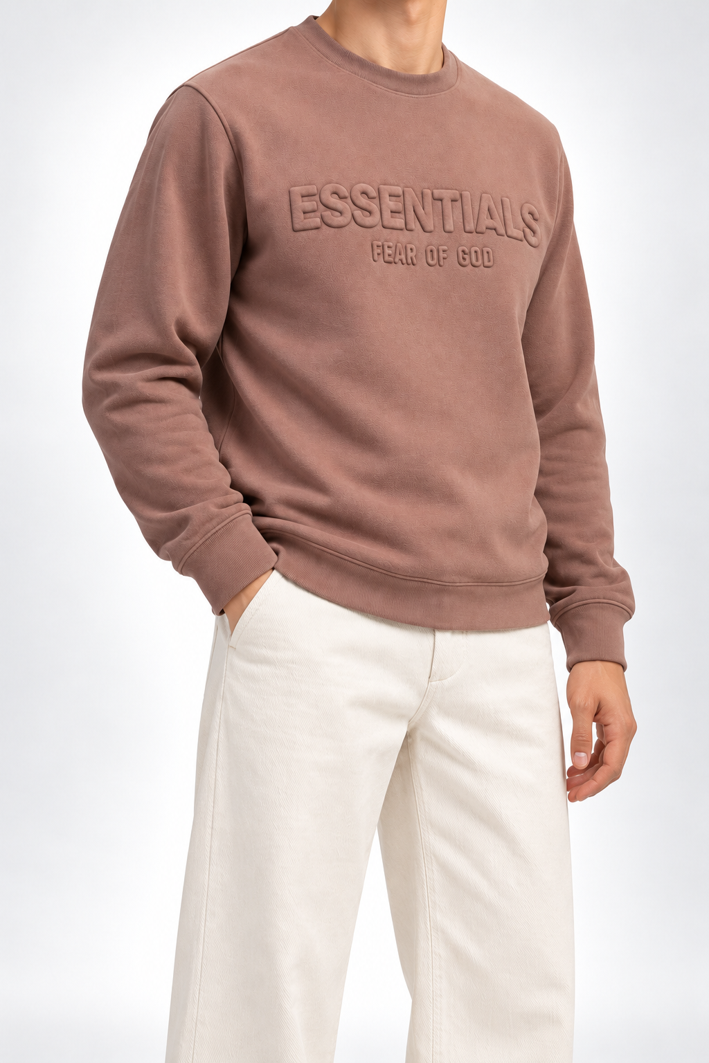 ESSENTIALS — Dusty-Rose Tonal-Logo Sweatshirt — side