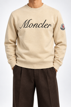 MNCLR — Beige Script-Logo Crew-Neck Sweatshirt