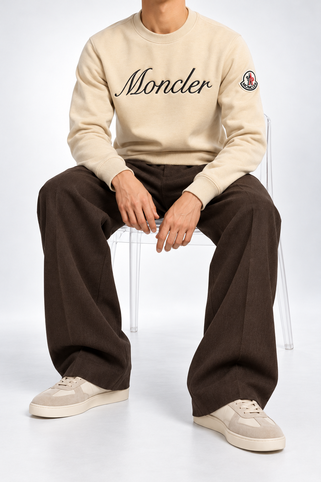 MNCLR — Beige Script-Logo Crew-Neck Sweatshirt — additional